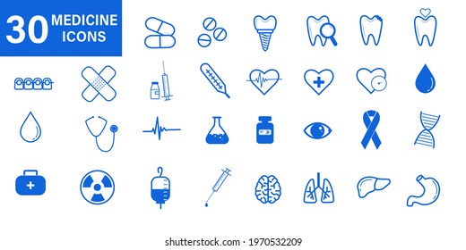 Medical and Health web icons Vector illustration.