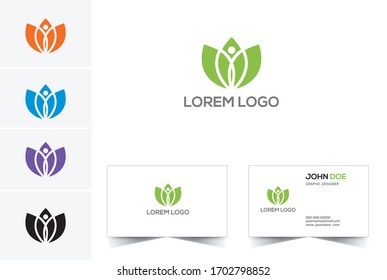 Medical, health, yoga logo business card design.
