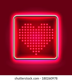 Medical healthcare application icon over purple neon shining light box