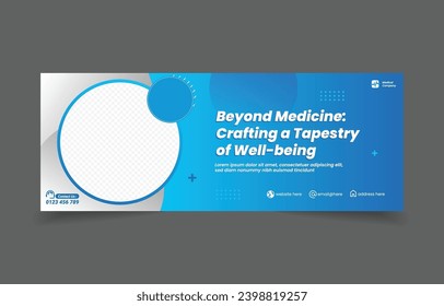 Medical healthcare banner design. social media cover promotion. blue color simple design eps 10 file easy to edit. place for image template.