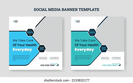 Medical and Healthcare Banner or Horizontal Banner for Social Media Post Template