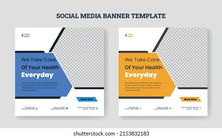 Medical and Healthcare Banner or Horizontal Banner for Social Media Post Template
