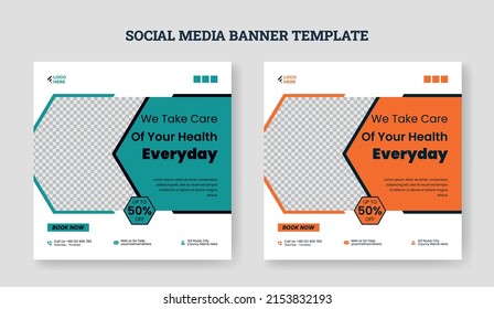 Medical and Healthcare Banner or Horizontal Banner for Social Media Post Template