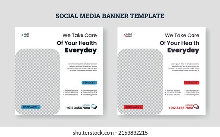 Medical and Healthcare Banner or Horizontal Banner for Social Media Post Template