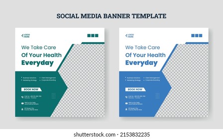 Medical and Healthcare Banner or Horizontal Banner for Social Media Post Template