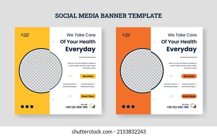 Medical and Healthcare Banner or Horizontal Banner for Social Media Post Template