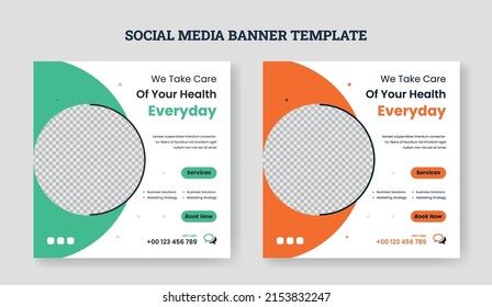 Medical and Healthcare Banner or Horizontal Banner for Social Media Post Template