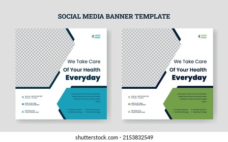 Medical and Healthcare Banner or Horizontal Banner for Social Media Post Template