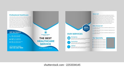 Medical healthcare bifold brochure design  template