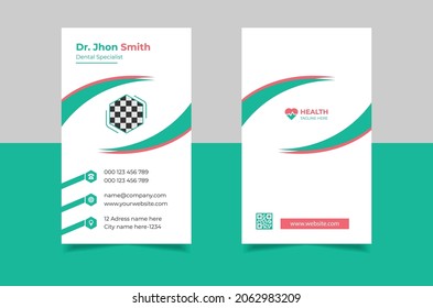 Medical  Healthcare Business Card Template Vector. Dental Business Card