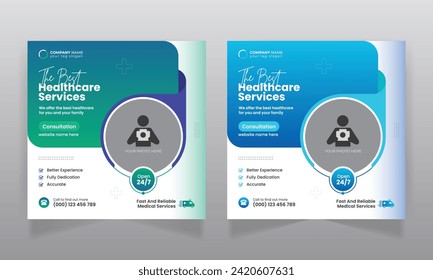 Medical healthcare business promotion social media post and square web banner 