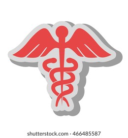 Medical healthcare caduceus isolated flat icon, vector illustration graphic design.