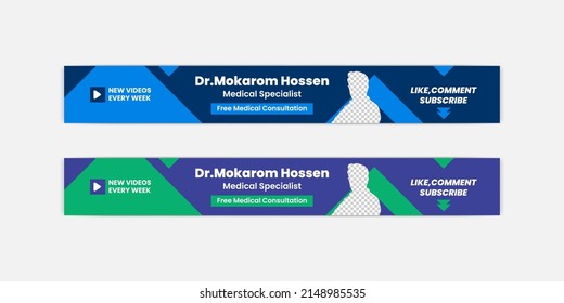 Medical Healthcare Channel Art Cover Template And Header Banner Design