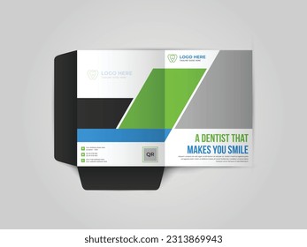 Medical Healthcare clinic presentation folder design cover for catalogue, brochures, layout for placement of photos and text, modern geometric design