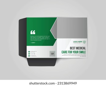 Medical Healthcare clinic presentation folder design cover for catalogue, brochures, layout for placement of photos and text, modern geometric design