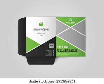 Medical Healthcare clinic presentation folder design cover for catalogue, brochures, layout for placement of photos and text, modern geometric design