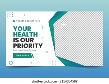 Medical Healthcare Clinic Youtube Thumbnail and Web Banner Design vector Premium Template