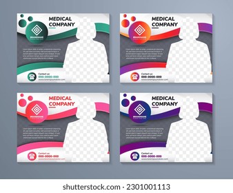 Medical healthcare company headline of web banner or flyer, horizontal layout with space for phoro collage for workshop business template, Dental hospital and clinic social media cover vector.