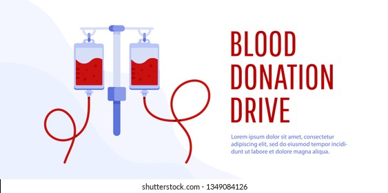 Medical And Healthcare Concept.  Donate Blood Bag. Blood Donation Drive Banner.