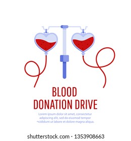 Medical And Healthcare Concept.  Donate Blood Bag. Blood Donation Drive Banner.