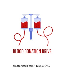 Medical And Healthcare Concept.  Donate Blood Bag. Blood Donation Drive Banner.