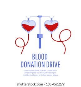 Medical And Healthcare Concept. Donate Blood Bag. Blood Donation Drive Banner.