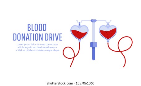 Medical And Healthcare Concept. Donate Blood Bag. Blood Donation Drive Banner.