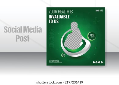 Medical healthcare and consultant for a social media post design or square banner template