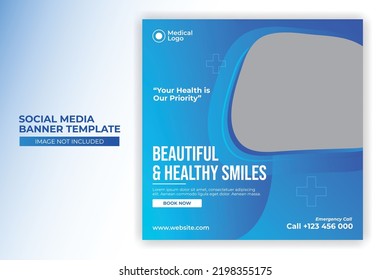 Medical Healthcare, Dental Care Social Media Post, Social Media Banner, Web Banner Template 