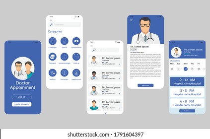 medical healthcare and doctor appointment booking app ui kit template