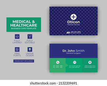 Medical  Healthcare or doctor business card or visiting card template Premium Vector