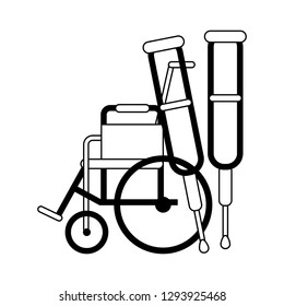 Medical and healthcare elements black and white
