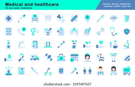 Medical and healthcare Elements of a modern flat style. Simple symbol collection. vector icon illustration