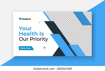 Medical healthcare, exercise youtube thumbnail, Video thumbnail template.