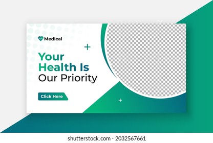 Medical healthcare, exercise youtube thumbnail, Video thumbnail template.