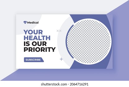 Medical healthcare, exercise youtube thumbnail, Video thumbnail template.