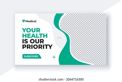 Medical healthcare, exercise youtube thumbnail, Video thumbnail template.