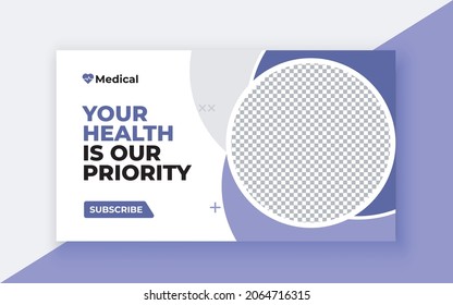 Medical healthcare, exercise youtube thumbnail, Video thumbnail template.