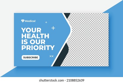 Medical healthcare, exercise youtube thumbnail, Video thumbnail template