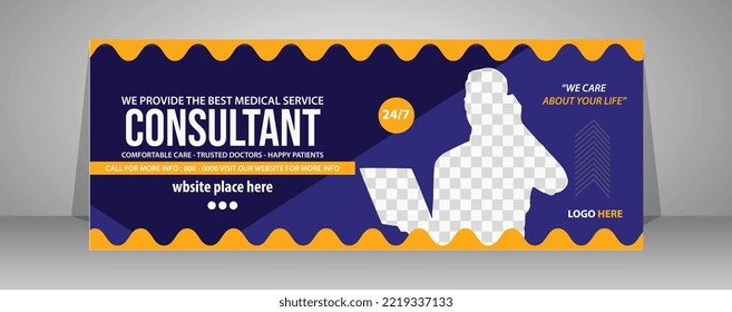 	
Medical healthcare facebook cover design and web banner template	
