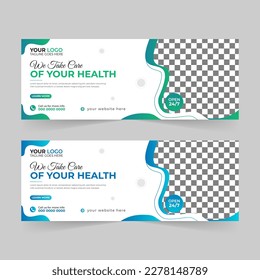 Medical healthcare Facebook covers photos for social media, promotion web banner ads sales, and discount banner vector template Design.