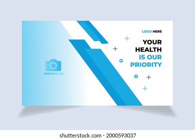 Medical healthcare, fitness training, exercise youtube thumbnail, Video thumbnail template Vector design.