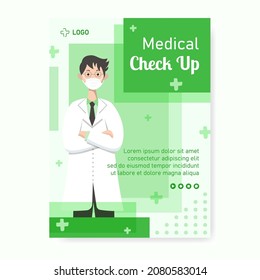 Medical Healthcare Flat Design Illustration Poster Editable of Square Background Suitable for Social media, Feed, Card, Greetings, Print and Web Internet Ads Template