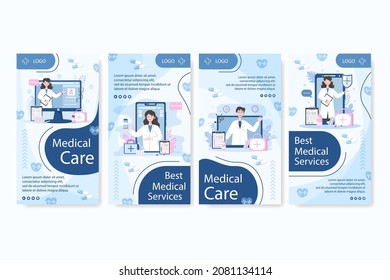 Medical Healthcare Flat Design Illustration Stories Editable of Square Background Suitable for Social media, Feed, Card, Greetings, Print and Web Internet Ads Template