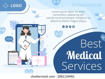 Medical Healthcare Flat Design Illustration Brochure Editable of Square Background Suitable for Social media, Feed, Card, Greetings, Print and Web Internet Ads Template