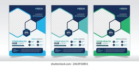 Medical Healthcare Flyer Design mit A4 3 Farbflyer Set