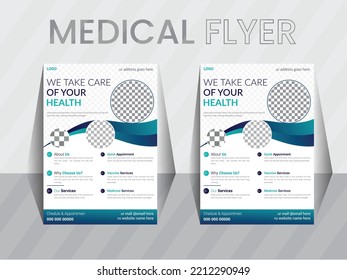 Medical healthcare flyer design layout, Vector poster print design A4 size template. healthy advertisement flyers.