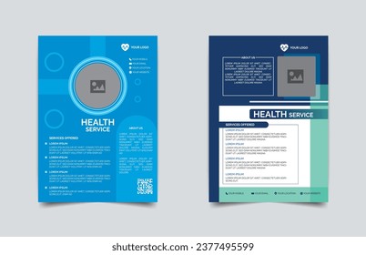 Medical healthcare flyer design template. corporate health services leaflet design