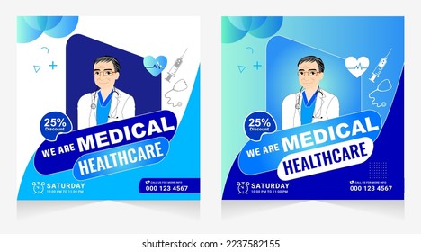 Medical healthcare flyer social media post template. health clinic social media post template.