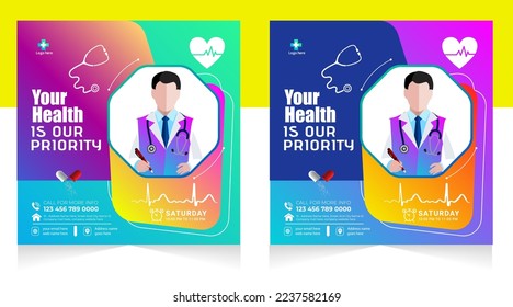 Medical healthcare flyer social media post template. health clinic social media post template.